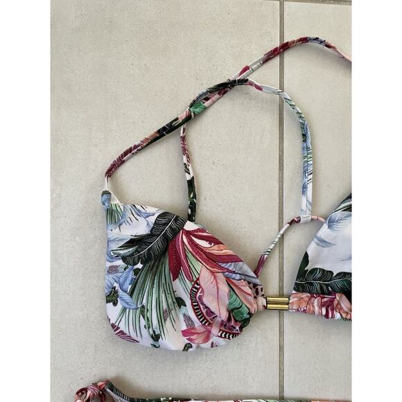 Kian D. Swim String Bikini Set Triangle Multicolor Floral Swimwear - Picture 3 of 9